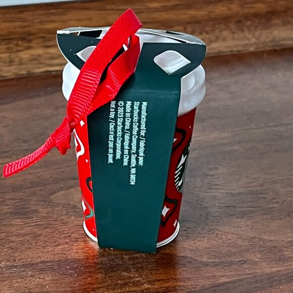 Starbucks Coffee 2023 Ceramic Christmas Ornament Red To-Go Mini Cup in Package - Picture 3 of 9